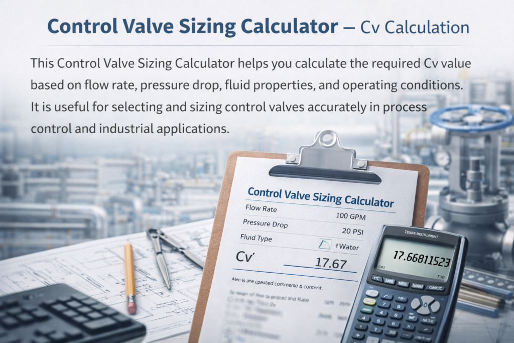Control Valve Sizing Calculator - Cv Calculation