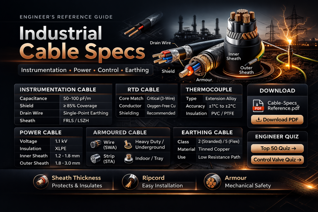Industrial Cable Specs Reference