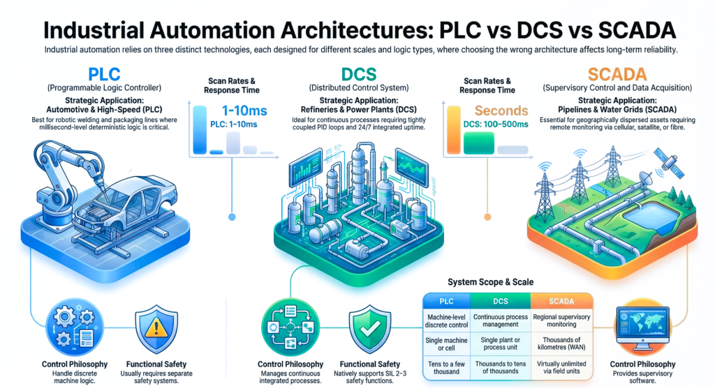 PLC vs DCS vs SCADA